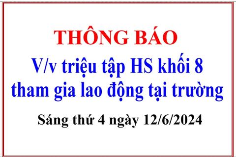 THÔNG BÁO HỌC SINH LAO ĐỘNG