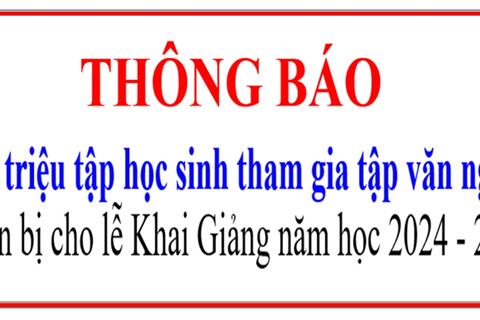 TRƯỜNG THCS LÊ QUÝ ĐÔN THÔNG BÁO KH TRIỆU TẬP HỌC SINH TẬP VĂN NGHỆ