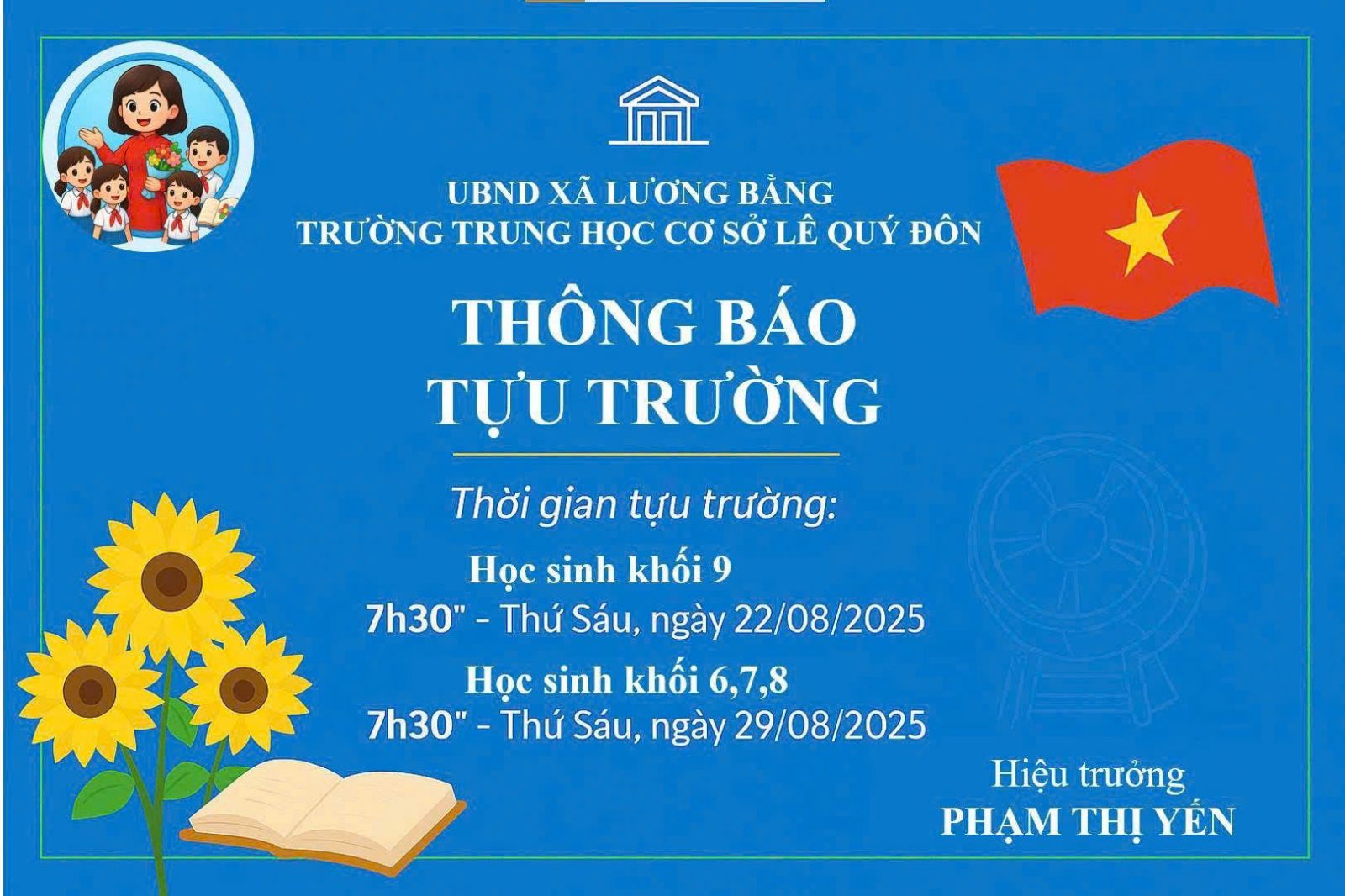 TRƯỜNG THCS LÊ QUÝ ĐÔN THÔNG BÁO TỰU TRƯỜNG